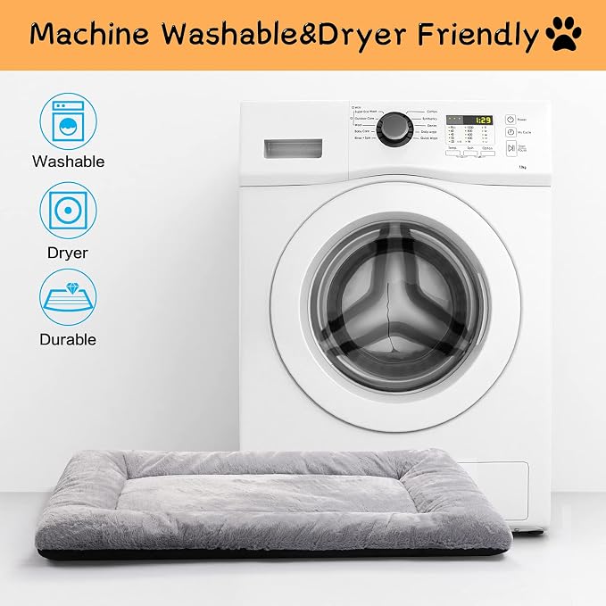 Dog Beds Crate Pad for Extra Large Dogs Fit Metal Crates,Ultra Soft Bed Washable & Anti-Slip Kennel Cozy Sleeping Mat,Gray 48inch | Ultra Soft Kennel Pad,Anti-Slip Bottom,Fits for Most Metal Crates,Comfortable Sleeping Pet Mat - Image 5