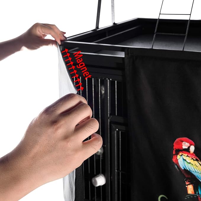Colorday Good Night Bird Cage Cover for Large Bird Cage with Play Top (Patented), Black 61" - Image 5