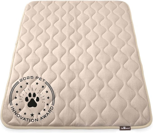 Paw Inspired Washable Padded Crate Mats for Dogs, Beige, 47x29 Inch | Fits 48-inch Kennels, Leakproof, Waterproof Bottom, Plush Dog Pad, Pet Bed by HOME