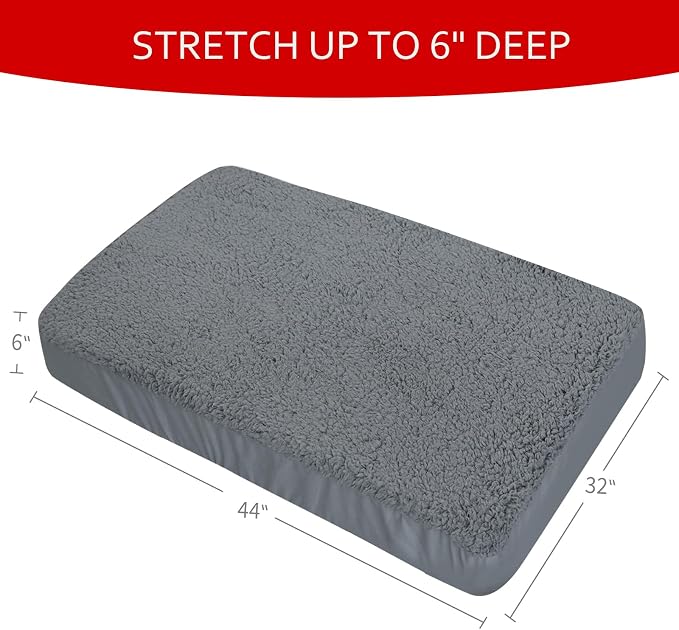 Dog Bed Covers Soft Plush Replacement Washable, Waterproof Pet Mattress Bed Liner Grey 44x32 Inches, for Dog/Cat, Cover Only - Image 6