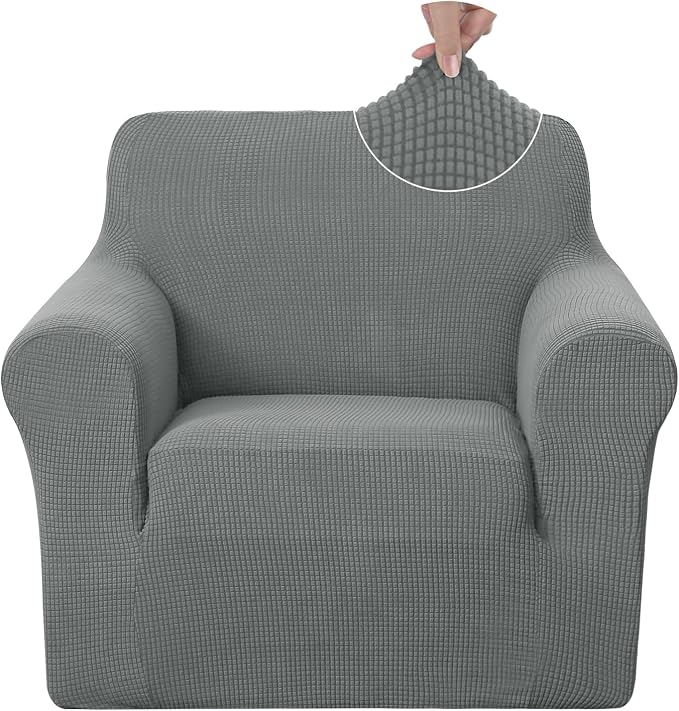 U-NICE HOME Stretch Recliner Chair Cover Armchair Slipcover, Grey | Furniture Protector, 1-Piece Chair cover, Washable, Pet friendly, Polyester Spandex Jacquard fabric by U-NICEHOME