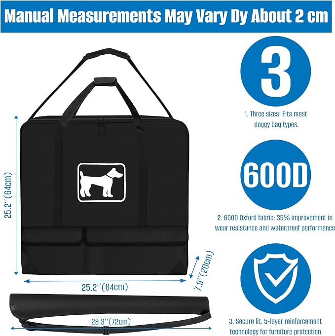 SIRUITON 600D Dog Playpen Storage Bag Fits 24" H 8 Panels &9 Stakes | Suitable for Foldable Exercise Pet Playpen, Dog Fence Travel Bag with Reinforced Double Handles. - Image 2