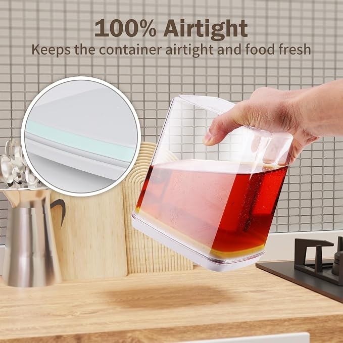 Pop Airtight Food Storage Containers Set with Lids, 6 Pcs Stackable One Button Opening Food Containers Kitchen Pantry Organization and Storage, BPA Free Stackable Cereal Container (0.5, 1.2, 1.8qt)*2 - Image 4