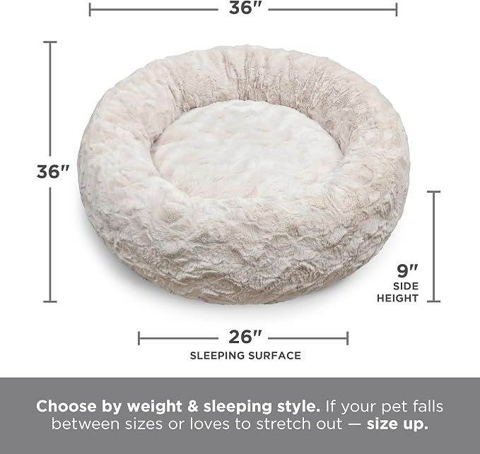 Best Friends by Sheri The Original Calming Donut Dog Bed for Large Dogs up to 100 lbs, Lux Faux Fur, Oyster, Large, 36" x 36" - Image 9