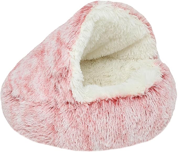 Cozy Cave Dog Bed, 2025 Cat Cave Bed with Cover, Cat Nest Bed, Pet Beds for Indoor Cats Cave & Calming Dog Beds Winter Anti-Slip & Washable Fluffy (Pink, M(20in/50cm)) by Muzuja