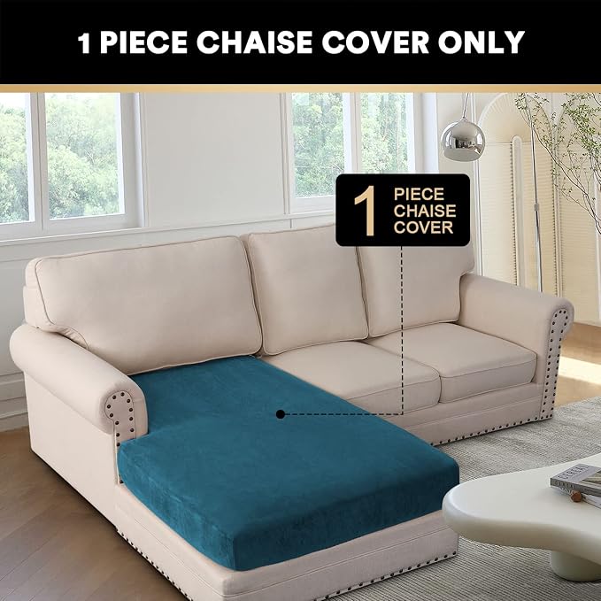 PrinceDeco Velvet Couch Cover for Dogs, Washable L Shaped Couch Cover, 1 Piece, Deep Teal - Image 3