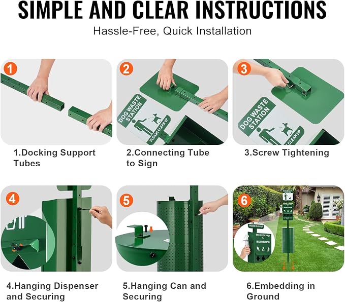 VEVOR Dog Waste Station, 11.5 Gallon Pet Waste Station with Hand Wash Bottle, Lockable Bag Dispenser, 50 Can Liners & 600 Waste Bags, Outdoor Pet Poop Station for Commercial Use, Parks, Backyard - Image 5