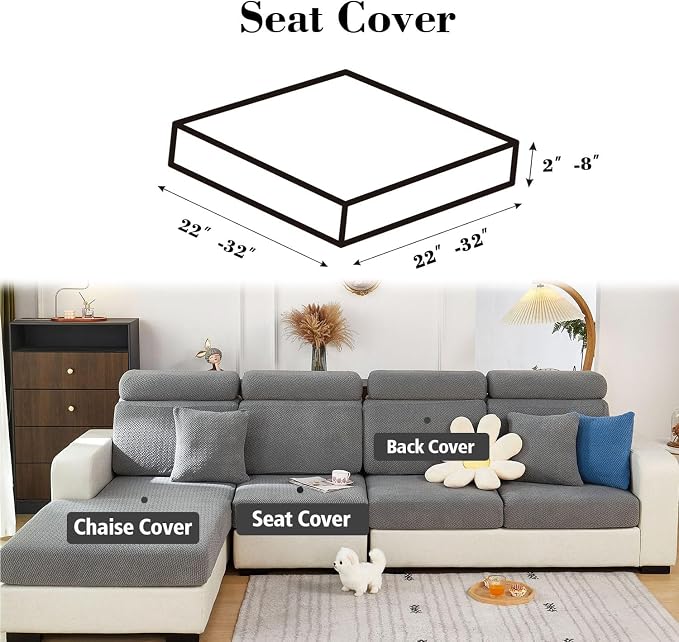 Couch Cushion Covers & Couch Cover for Sectional Sofas, Reversible Non-Slip Sofa Slipcovers, Washable Pet Proof Home Decor Protector (Yellow, Large Single Seat Cover) - Image 2