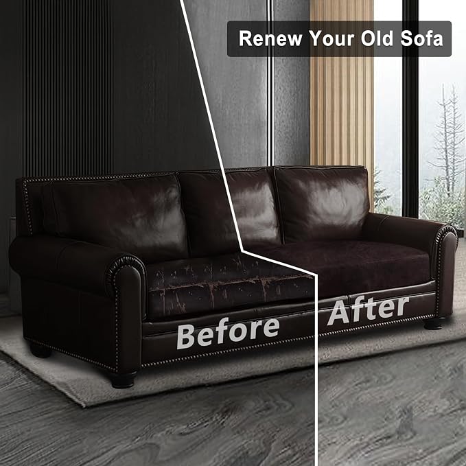 ANARACHON Leather Look Couch Cushion Covers Sofa Seat Slipcovers Sets Couches Furniture Protector for Sectional Armchair Loveseat Pets Kids Stretch Spandex Fabric (2 Cushion Sofa, Chocolate) - Image 7