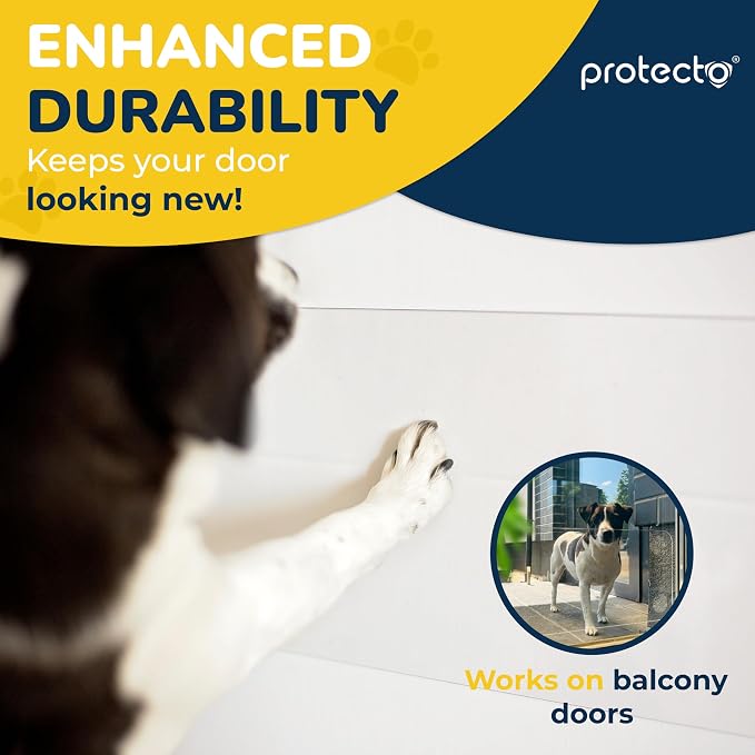 PROTECTO 1-Pack Door Protector from Dog Scratching, 34x8" - Door Guard | Clear Self-Adhesive Kick Plate, Cat & Dog Scratch Shield - Bottom of Door, Interior & Exterior, Window & Sliding Doors - Image 2
