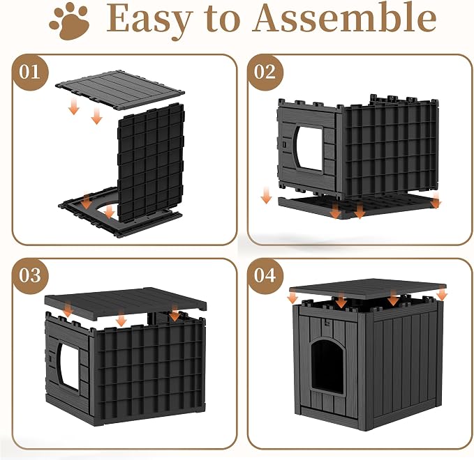 Cat Litter Box Enclosure, Plastic Hidden Litter Box Side Table with Openable Front Door, Cat Box Enclosure Cabinet for Indoor & Outdoor Use, Weatherproof, Easy to Clean & Assemble, Black - Image 6