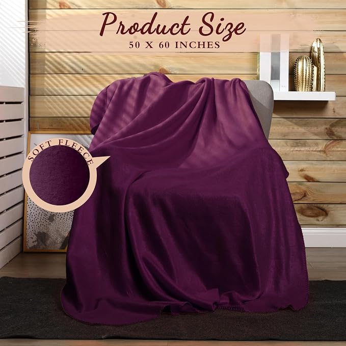 Buryeah 10 Pcs Fleece Blanket Bulk Soft Warm Fleece Blankets Cozy Lightweight Throw Blankets Plush Pet Throw Blanket for Home Bed Sofa Office Wedding Gifts Travel(50" X 60",Purple) - Image 2