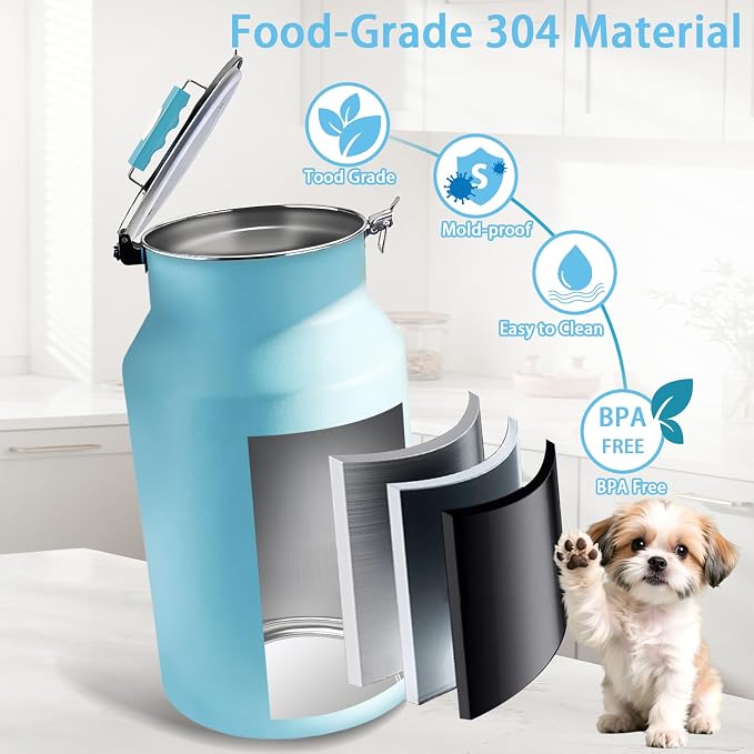 Dog-Cat Food Storage Container 40 lb/38 Qt Large Pet Food Bin with Airtight Lid, 304 Stainless Steel Construction & Scoop Included, Durable Metal Dog Food Storage for Dogs & Cats, Blue - Image 4