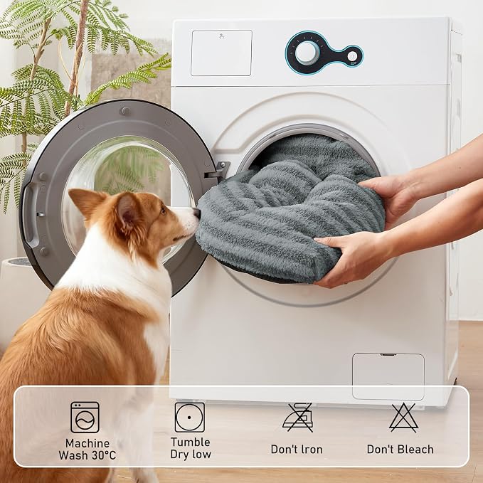 FURTIME Washable Dog Bed Medium Size Dogs, Deluxe Dog Crate Beds | Comfy Fluffy Kennel Pad Anti-Slip Pet Sleeping Mat, Machine Washable Dogs Pillow, 29"x21"x3", Gray - Image 5