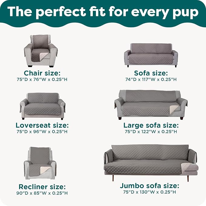 FurHaven Water-Resistant Sofa Cover for Dogs & Cats, Reversible Couch Protector with Secure Straps and Pinsonic Quilted Fabric, Machine Washable Couch Cover, XL Sofa, Gray Mist - Image 7
