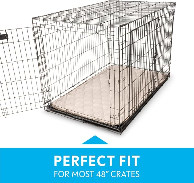 Paw Inspired Washable Padded Crate Mats for Dogs, Beige, 47x29 Inch | Fits 48-inch Kennels, Leakproof, Waterproof Bottom, Plush Dog Pad, Pet Bed - Image 3
