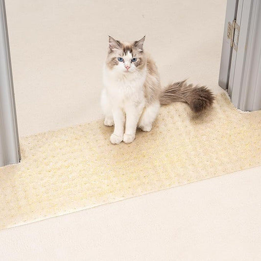 Uross Carpet Protector for pets - Cat Carpet Protector for Doorway, Anti Scratch Under Door Cat Scratch Protector Mat, Easy to Cut Plastic Carpet Scratch Stopper, Cat Scratch Guard Carpet 3.6FT-Golden by Uross