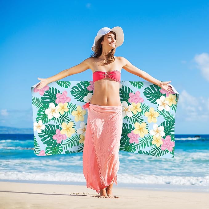 12 Pcs Oversized Microfiber Beach Towels Set 30 x 60 Extra Large Fiber Swim Pool Towel Absorbent Bath Blanket for Travel Vacation Accessories Gift Spa Soft Lightweight (Summer) - Image 4