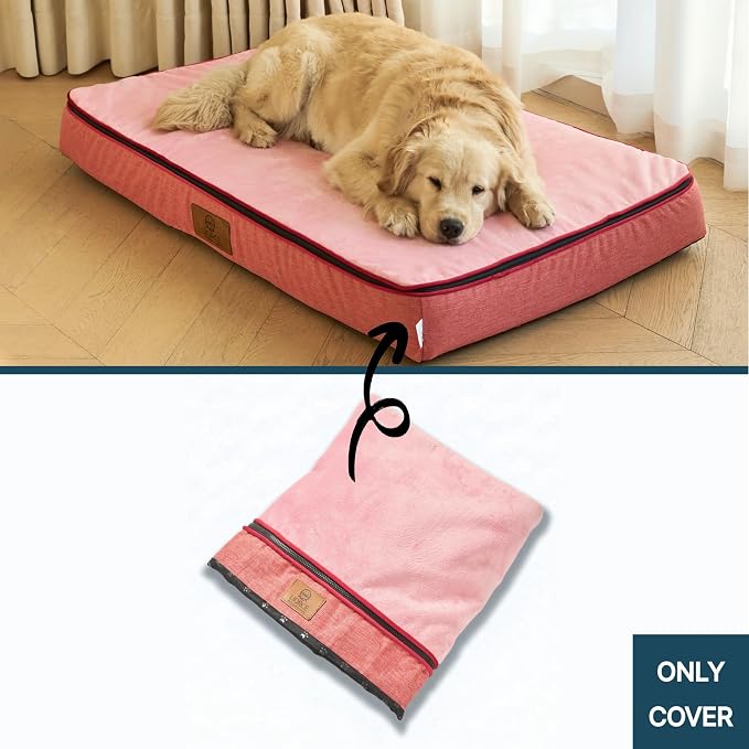 LIROCE Washable Dog Bed Cover Replacement, XXL Wrap-Around Zipper Cover for Orthopedic Memory Faom Dog Bed (48x30x6 inches), Pink - Image 2