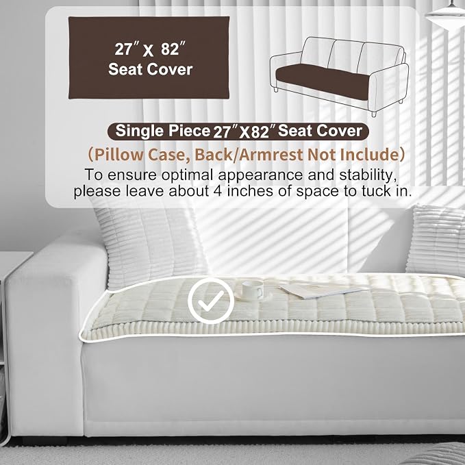 Couch Cover for Dogs Washable, Non Slip Sofa Covers for Pets 3 Cushion Couch Sofa, Sectional Slipcover Furniture Protector (1 PCS 27.5"x82" White) - Image 2