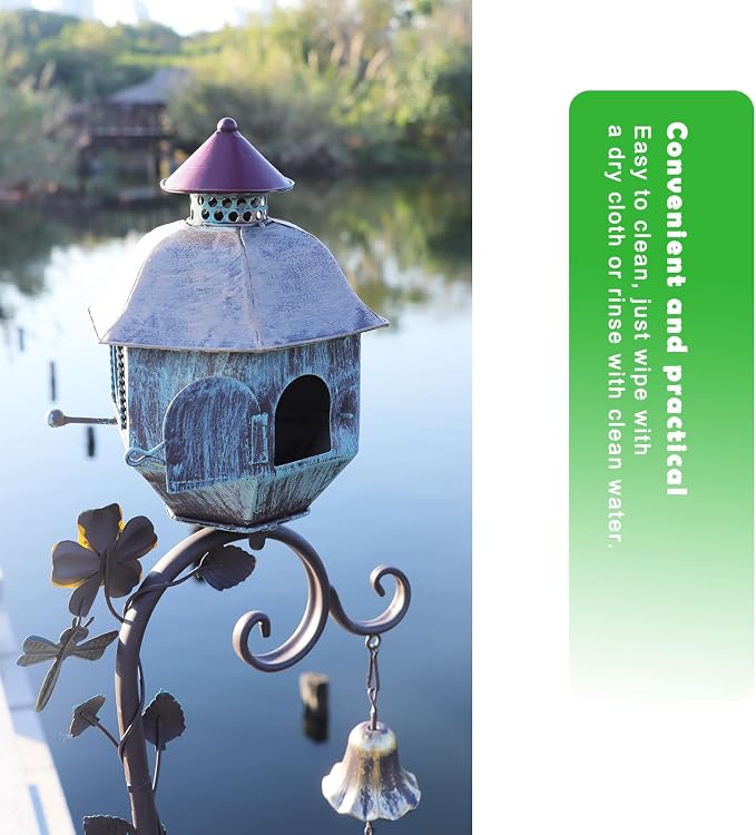 Deck Bird Bath, Metal Bird Bath and Bird Houses, Deck Mounted Bird Bath | Detachable and Adjustable Sturdy Deck Bird Bath for Outdoor Porch Yard Garden Decoration - Image 4