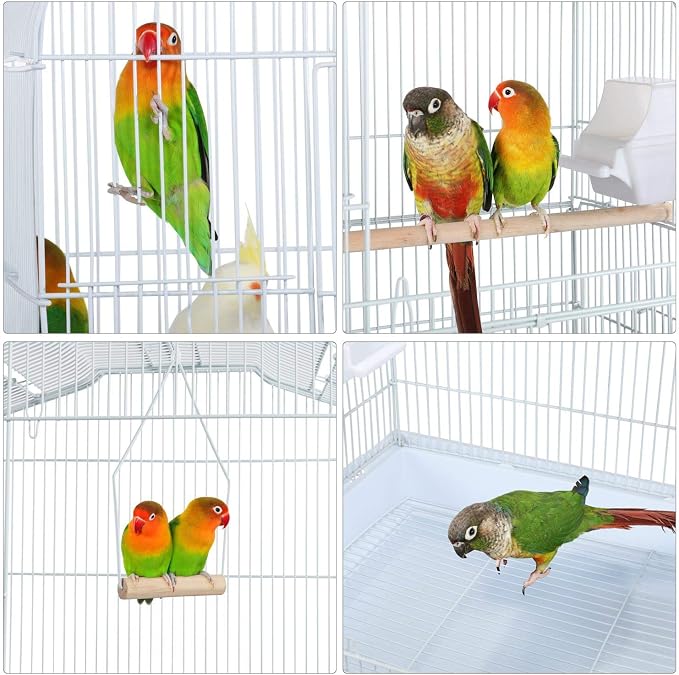 Yaheetech 41'' Open Top Medium Size Quaker Parrot Bird Cage Cockatiel Indian Ring Neck Sun Parakeet Green Cheek Conures Lovebird Budgie Canary Finch Parrotlet Bird Cage, White - Image 4
