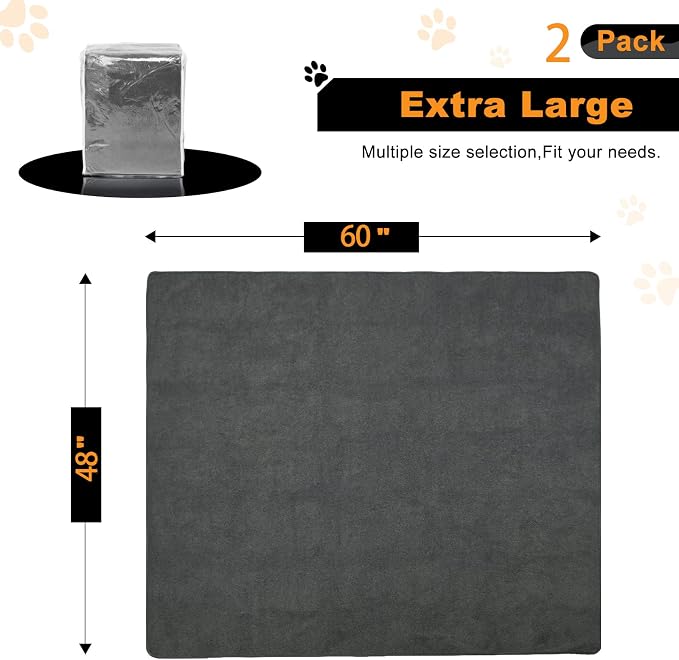 Washable Pee Pads for Dogs, 48x60 2PACKS Reusable Whelping Pads, Absorb Dog Mats Non-Slip Puppy Training Pads for Whelping, Potty, Training, Playpen, Crate - Image 5