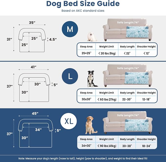 Calming Large Dog Couch Bed, Waterproof Memory Foam with Durable Fluffy Fuzzy Mats, Washable Removable Cover Protector for Sofa, Bedside, Gift, 45 x 37 Inches, Tie-Dye Blue - Image 2