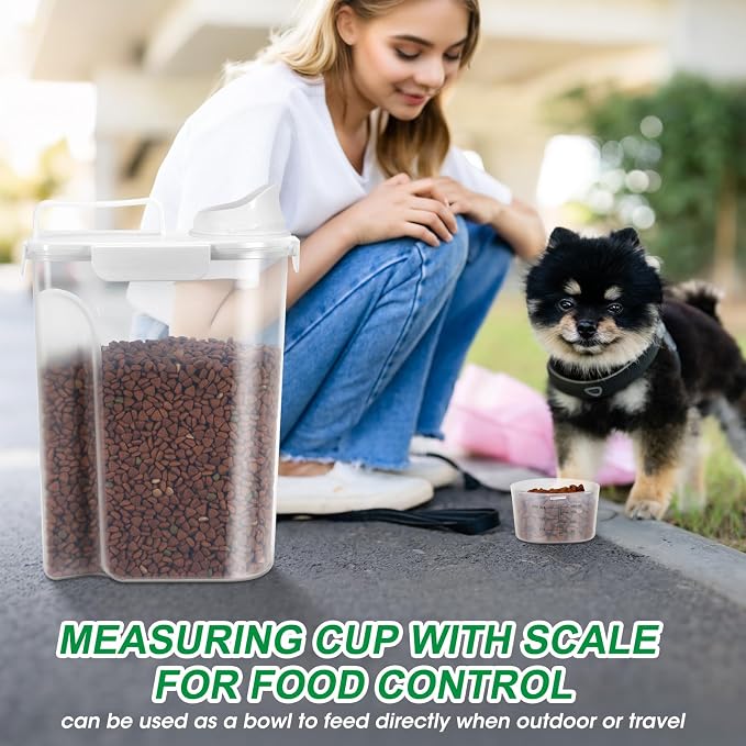 TBMax Dog Food Storage Container 5-7 lbs, Airtight Cat Food Container with Larger Spout & Measuring Cup, Portable Pet Food Storage Dispenser for Small Animal Kibble Storage, Bird Seed Container - Image 6