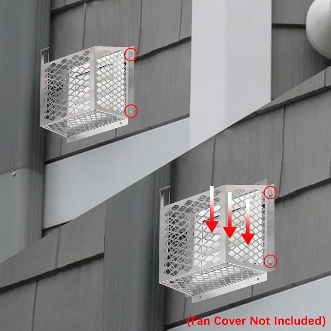 Dryer Vent Bird Guard,Dryer Vent Cover Outside for 5-6 inch Vent Hoods | Outdoor Bird Guard for Dryer Vent & Bathroom Exhaust,Stainless Steel Dryer Vent Cage 8.5"Lx8.5"Wx6"H,Prevent Bird From Enter - Image 4