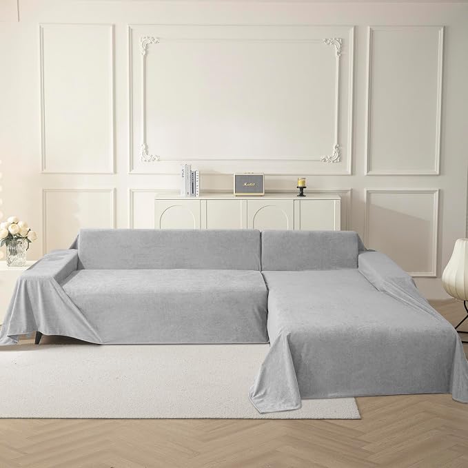 MYSKY HOME Non-Slip Couch Cover Couch Covers for 2 Cushion Couch Sofa Cover Sofa Slipcovers for Dogs, Sofa Covers Washable Love Seat Couch Covers Thick Furniture Protector, 71" x 102", Light Grey - Image 5