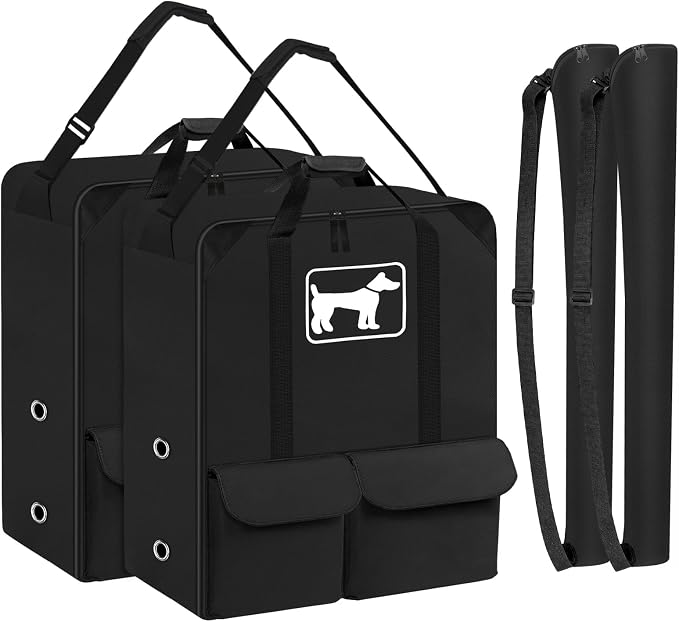 SIRUITON 600D Dog Playpen Storage Bag,Fits 2Pcs 32" H 8 Panels & 9 Stakes | Suitable for Foldable Exercise Pet Playpen, Dog Fence Travel Bag with Reinforced Double Handles. by SIRUITON