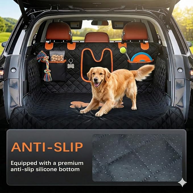 SUV Cargo Liner for Dogs,Waterproof Dog Trunk Cover with Bumper Flap | Material: Waterproof PU Leather | Protection: 12.60" Side Flaps & 17.72" Bumper Flap | Fit: Most SUVs | Non-Slip Design - Image 5