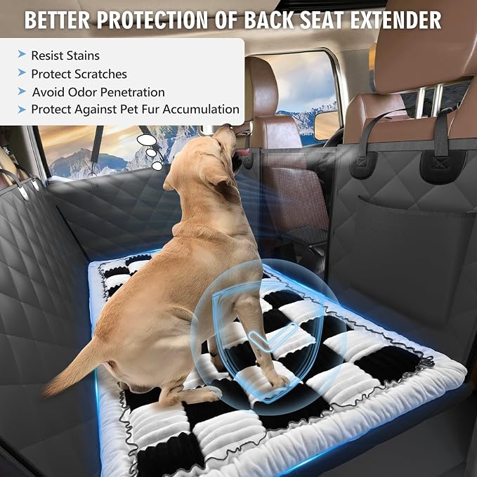 Dog Bed for Car Back Seat, Non-Slip Backseat Pet Mat XL, 59”X27.5” | Soft Blanket for Travel, Plaid Flannel, Quilted PP Cotton Filling, Non-Slip Backing, Machine Washable, Fit Backseat Extenders - Image 4