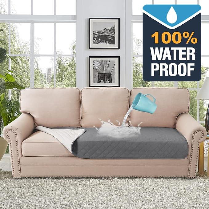 H.VERSAILTEX Couch Cover for Dogs Washable 100% Waterproof Sofa Cushion Cover Dog Bed Cover Non-Slip Pet Blanket for Sofa Cushion Protector, 35" x 74", Grey - Image 3
