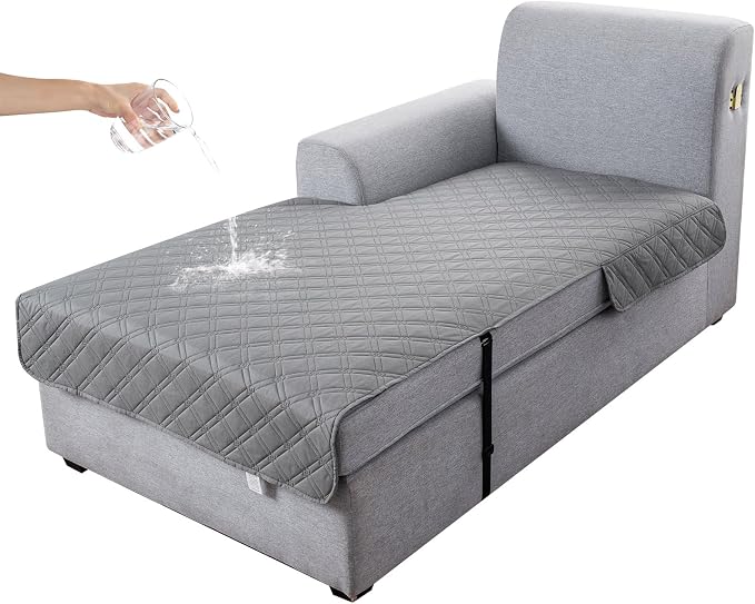 Genina L Shape Couch Cover, Sectional Couch Chaise Covers, Waterproof Washable Sofa Covers for Left L Shape Chaise Lounge, Anti-Slip Sofa Slipcovers for Dogs Cats Pet Friendly(Light Grey) by Genina