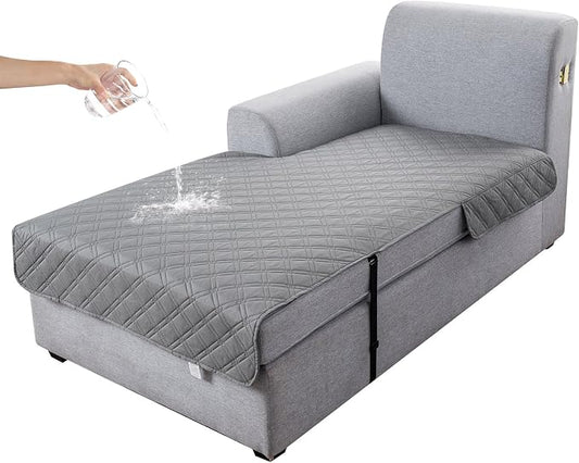 Genina L Shape Couch Cover, Sectional Couch Chaise Covers, Waterproof Washable Sofa Covers for Left L Shape Chaise Lounge, Anti-Slip Sofa Slipcovers for Dogs Cats Pet Friendly(Light Grey) by Genina