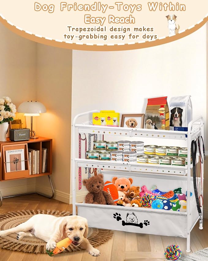 Large Dog Toy Basket, Dog Toy Bin with Storage Organizer, 3-Tier Pet Toy Box for Living Room, Toy Holder Chest for Pet Dog Cat, Multifunctional Chest Holder for Cat Dog Accessories - Image 4
