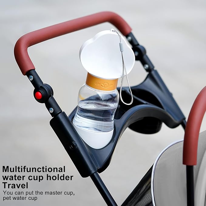 4 Wheels Pet Stroller for Medium Small Dog up to 50lbs, Folding Dog Stroller, 4 Wheels Cat Strollers, Travel Carrier, with Adjustable Handle, Detachable Pet Basket, Breathable Mesh (1 Set)