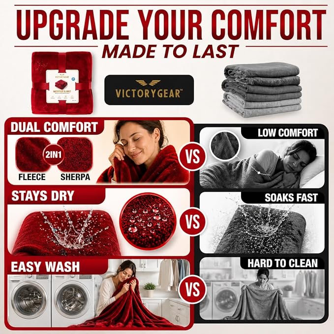 Waterproof Blanket Sherpa Fleece King Size 80” x 80” – Leakproof Blanket for Pets, Dogs & Cats, Bed & Couch Protector Throw, Soft No-Crinkle Washable Cover for Furniture Protection & Use - Image 6