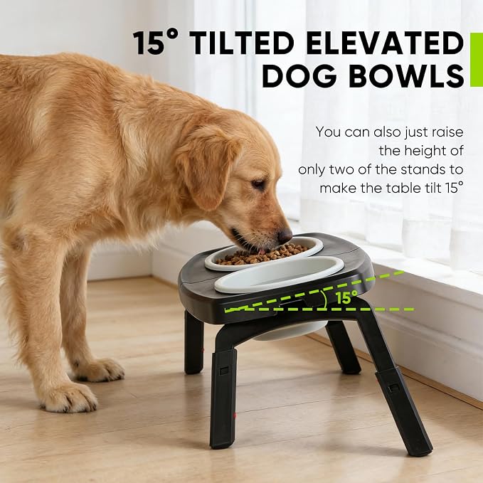 Elevated Dog Bowls Stand, 3 Height Adjustable Raised Dog Bowl with Collapsible Silicone Bowls, Non-Slip Stand for Small, Medium, Large Dogs & Pets - Image 5