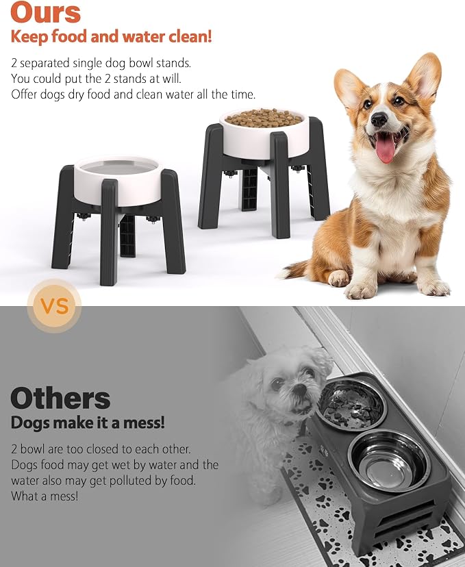 CZPET Dog Bowl Stand with Adjustable Width [2 Pack, Stand Only] | Elevated Pet Water & Food Bowl for Medium Dogs, Stable and Anti-Slip Raised Bowl - Image 3