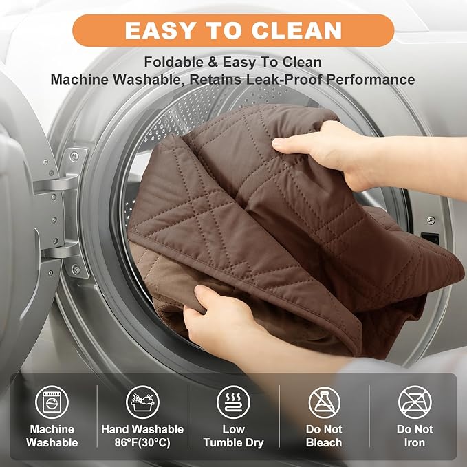 100% Waterproof Dog Bed Cover Pet Blanket(30"x30"),7-Layer Reversible Washable Sofa Couch for Furniture Car (Dark Brown+Taupe) - Image 7