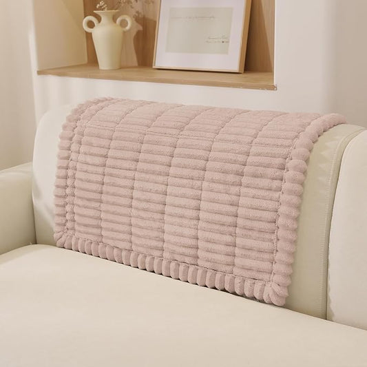 Fuzzy Sofa Headrest Covers for Dogs Washable, Thick Couch Covers for 3 Cushion Sofa Pet Friendly, Non Slip Plush Dog Couch Cover for for Sectional, Loveseat (Champagne, 27.6" x 35.4") by CYCMACOHOME