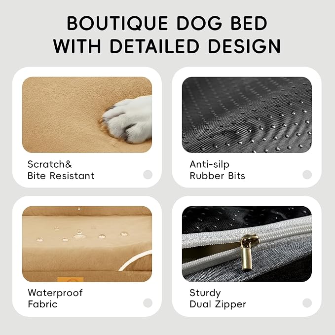 Homemate Dog Beds Large Sized Dog: 36x27 inch Orthopedic Large Dogs Bed XL Outdoor Pet Cat Bed Sofa Supplies with Toy Dogs Crate Pad Couch with Removable Washable Cover & Non-Slip Botton Brown | Large Dogs Bed with Non-Slip Botton & Removable Washable ... - Image 6