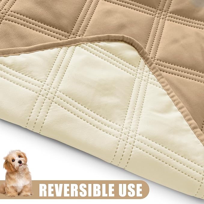 Smiry Waterproof Dog Bed Cover, Reversible Pet Blanket for Sofa Couch | Soft Washable Dog Blanket, Leakproof Couch Cover for Dogs Cats & Furniture Protection, 82x120, Camel/Beige - Image 3