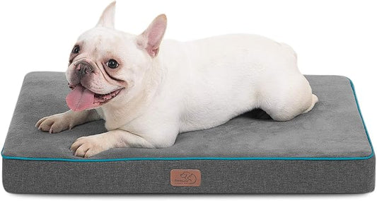 Bedsure Memory Foam Dog Bed Medium Size Dog, Orthopedic Crate Pads, 29x18 | Dual-layer Foam Mat for Optimal Support,Comfy Plush Flannel Fleece Pet Pillow , Removable Washable Cover, Nonslip Bottom，Grey by Unknown