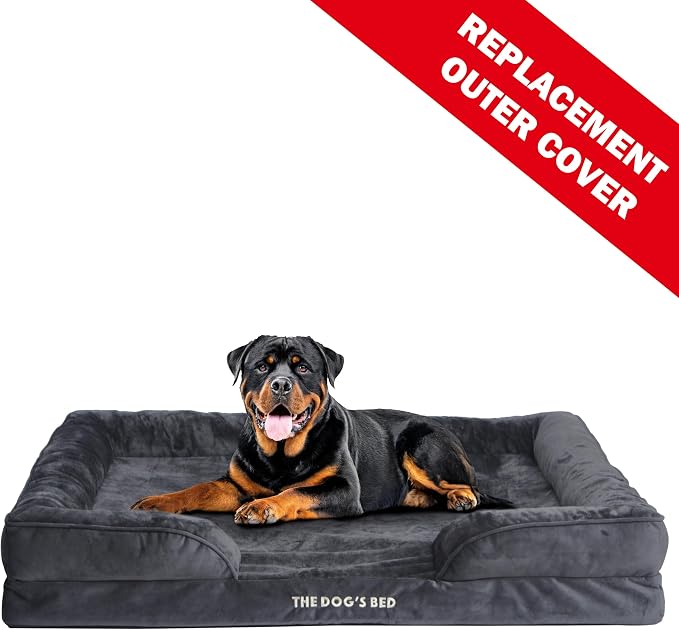 The Dog’s Bed Orthopedic Bolster Dog Bed Replacement Outer Cover - for CertiPUR-Certified Foam Beds, Flannel Fabric, Grey, XXL - Image 2
