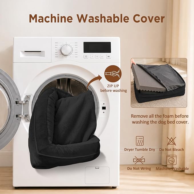 Comfort Expression Orthopedic Dog Beds for Large Sized Dog with Bolster | Waterproof Dog Couch Bed with Washable Cover & Non-Slip Bottom, Supportive Egg Crate Foam Large Pet Bed, 36x27 Inch - Image 5