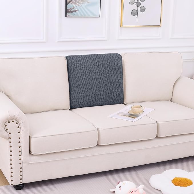 Smiry Waterproof Couch Cushion Covers, Non Slip Seat Cushion Covers | Stretch Jacquard Chaise Lounge Sofa Slipcover, Washable Elastic Furniture Protector for Pets, Back Cover M, Grey - Image 5